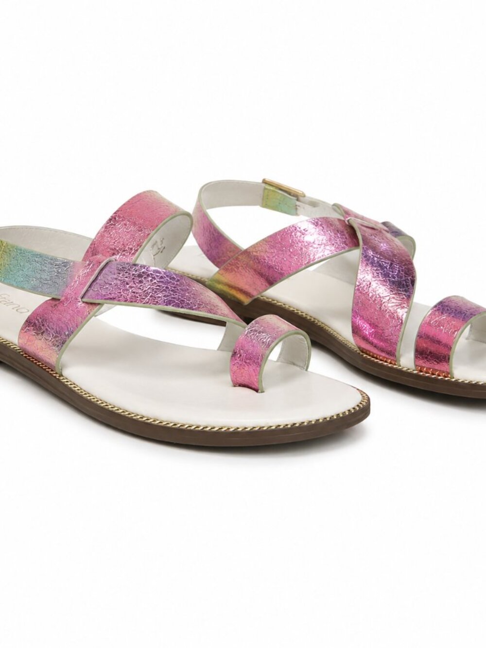 Franco Sarto Iridescent Pink and Gold Sandals